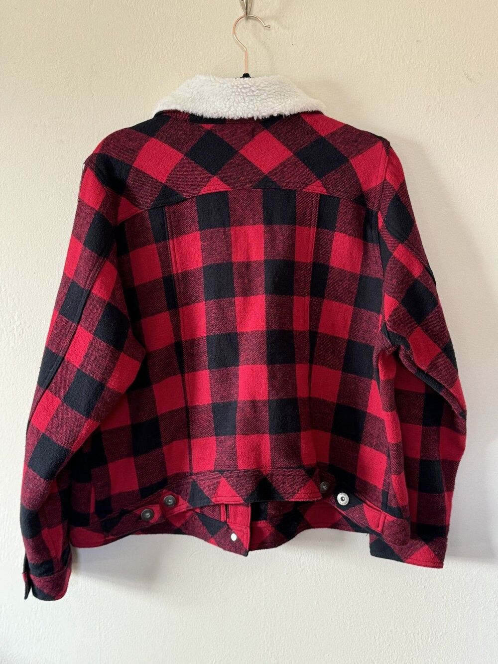 TORRID Buffalo Plaid Moto/Trucker Jacket Womens 2XL Red Cropped Coat 100% Cotton - Picture 5 of 9